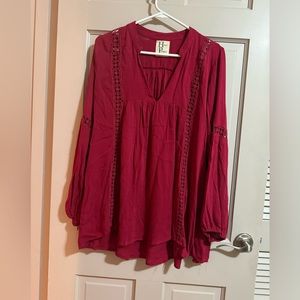 Women’s Haute Project Los Angeles Blouse Long Sleeve Top Red Size Large